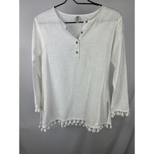 Embellish 100% Cotton White Beach Blouse Size Small